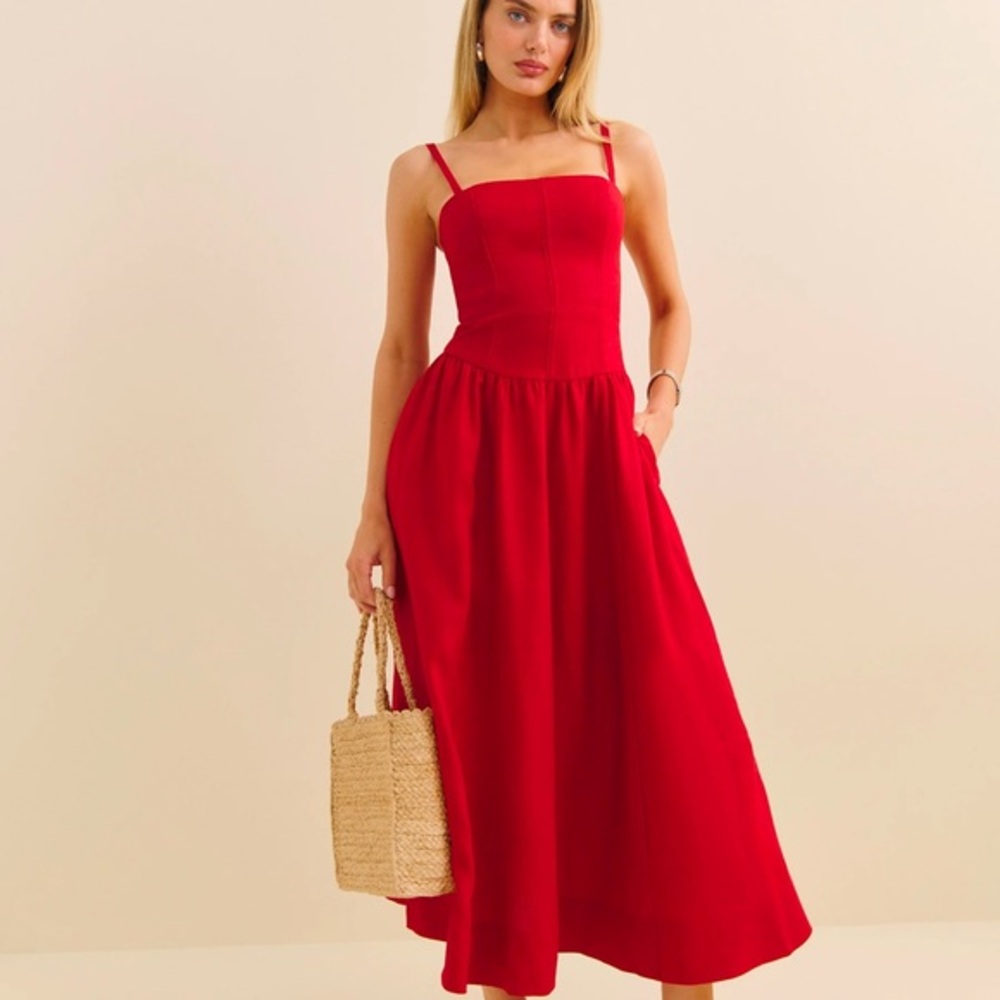 Reformation Katarin Linen Dress Lipstick💄